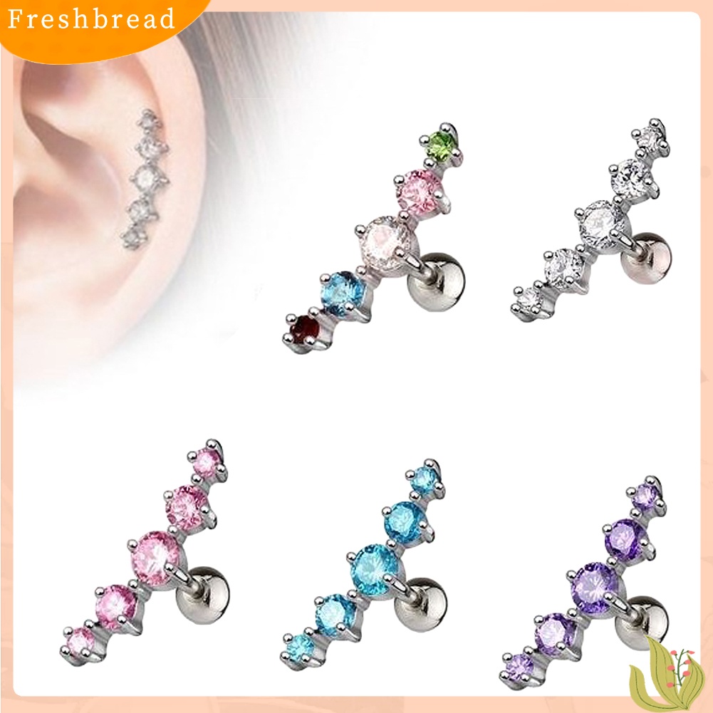 &lt; Freshbread &gt; 1Pc Lady Berlian Imitasi Hias Arc Shape Ear Stud Earring Perhiasan Tindik Tulang Rawan