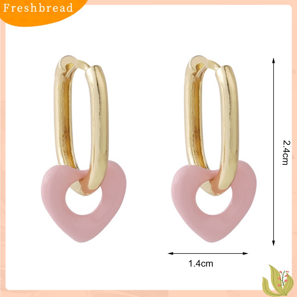 &lt; Freshbread &gt; 1pasang Anting Drop Heart Ear Buckle Alloy Gaya Korea Anting Menjuntai Warna Permen Untuk Prom