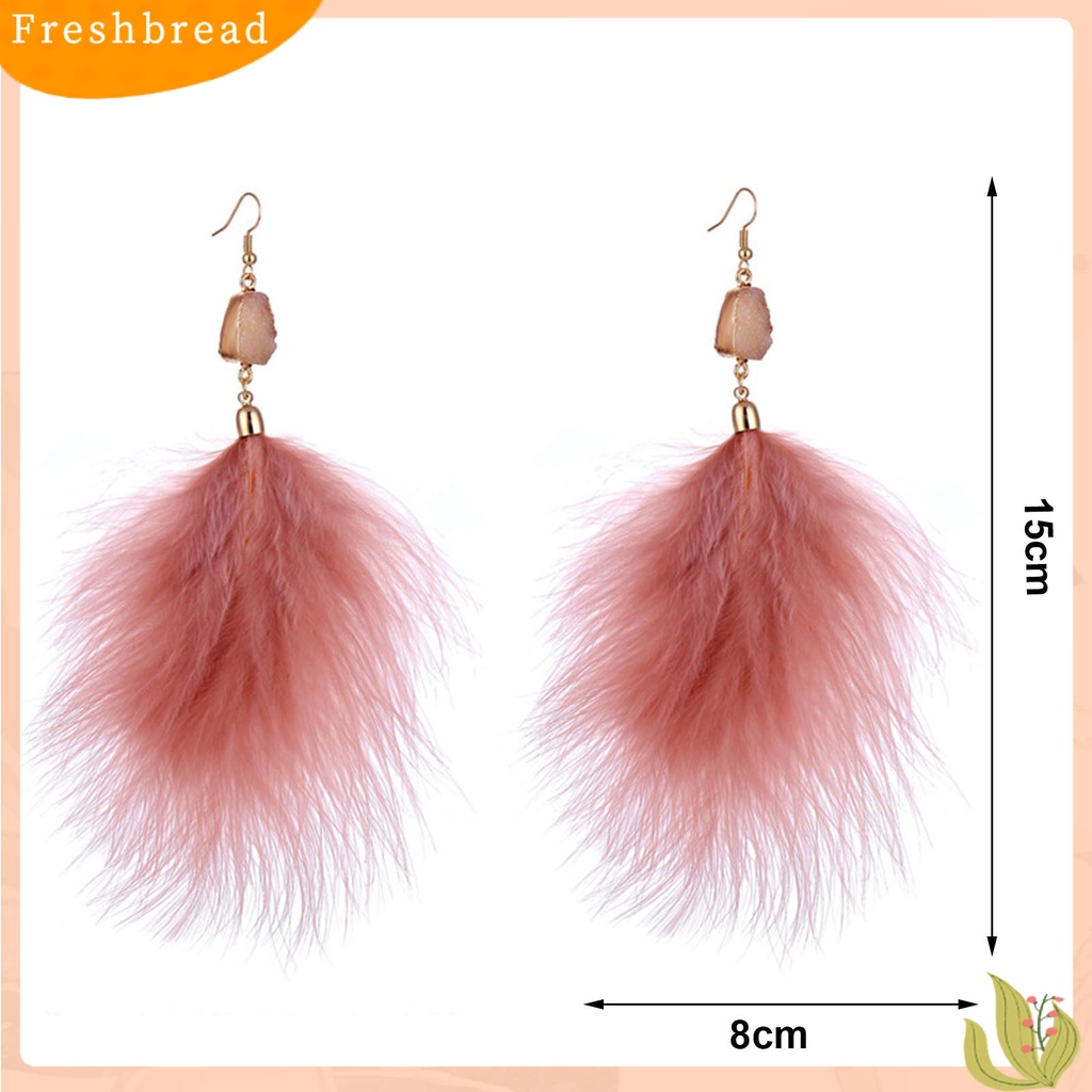 &lt; Freshbread &gt; 1pasang Bertatahkan Kristal Imitasi Tindik Indah Drop Anting-Anting Berlebihan Bulu Menjuntai Kait Anting-Anting Perhiasan Fashion