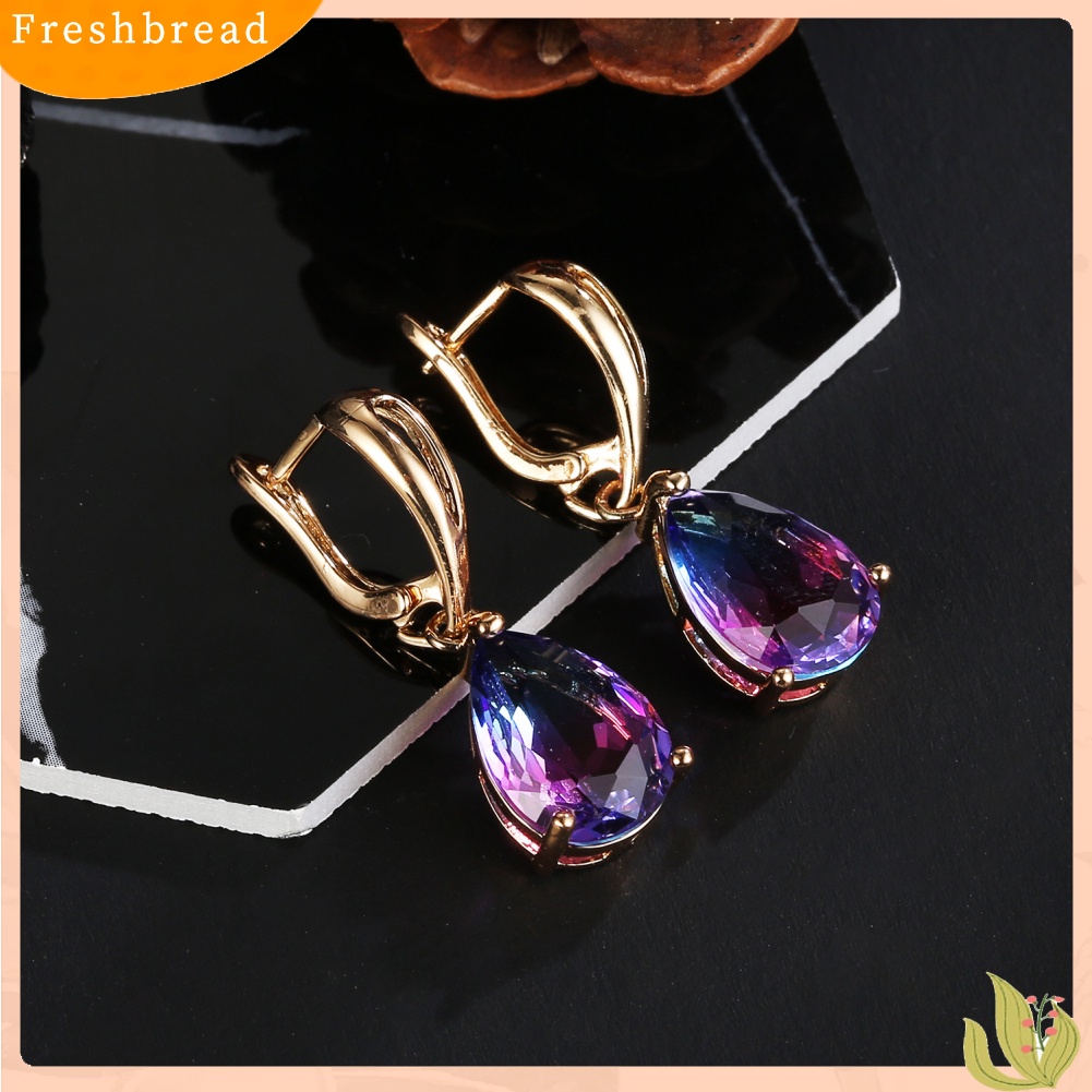 &lt; Freshbread &gt; Christmas Lady Teardrop Faux Gemstone Hias Menjuntai Leverback Earrings Hadiah Xmas