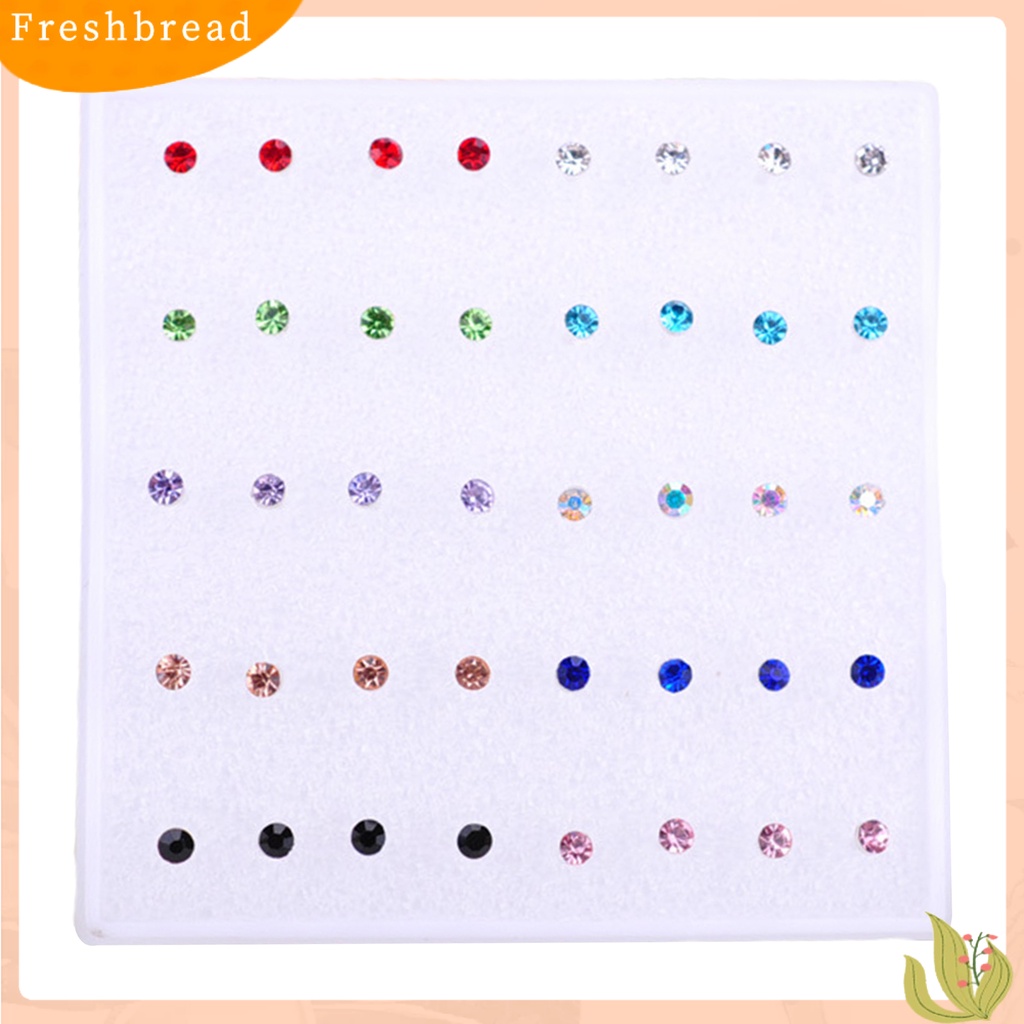 &lt; Freshbread &gt; 20pasang Wanita Ear Studs Set Shiny Cubic Zirconia Indah Ringkas Bersinar Multi-Warna Hias Stainless Tidak Bahaya Zirconia Women Earrings Set Untuk Pakaian Sehari-Hari