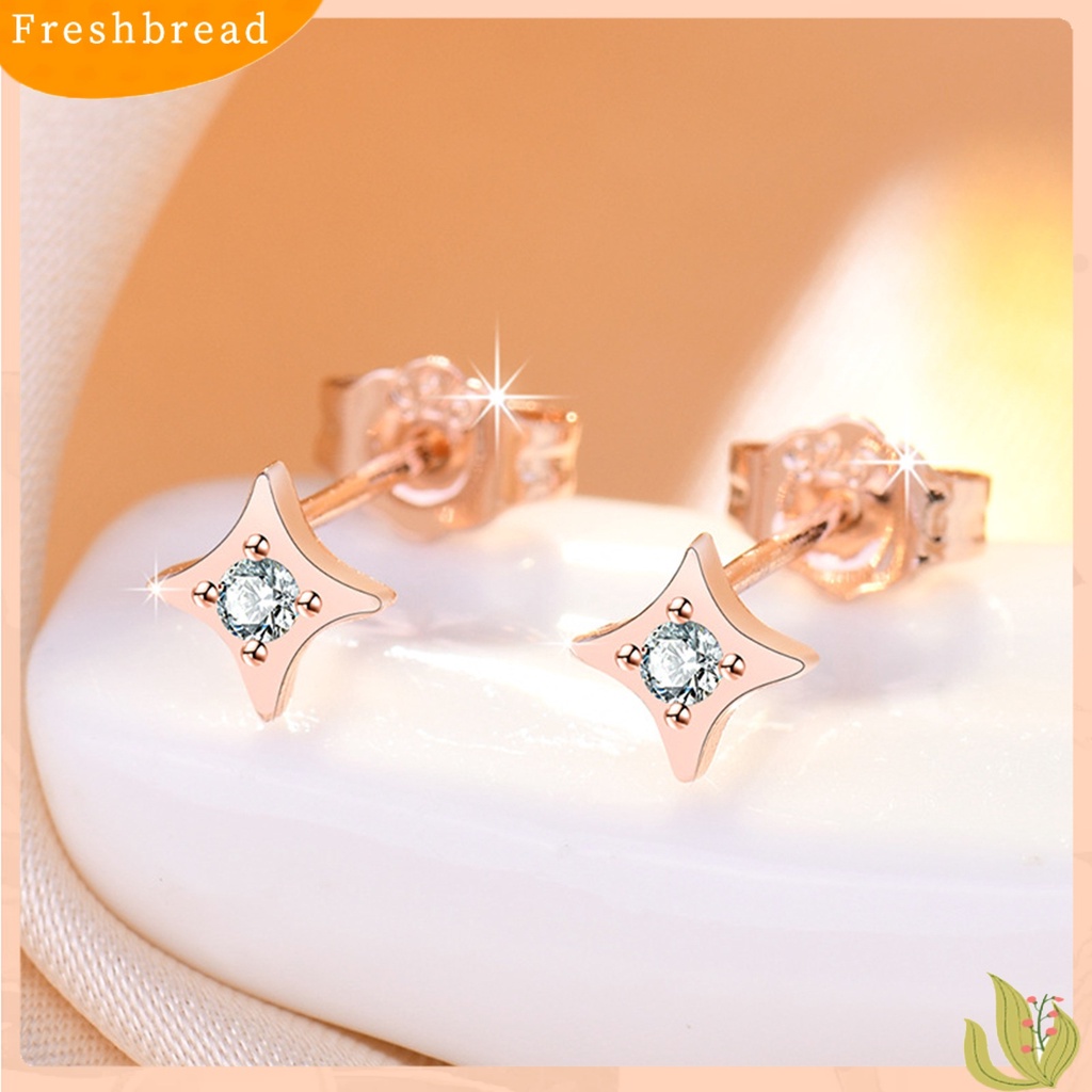 &lt; Freshbread &gt; 1pasang Wanita Ear Studs Bentuk Pentagram Pengerjaan Halus Semua Pertandingan Shiny Gaya Sederhana Canggih Petite Star Earrings Aksesoris Populer