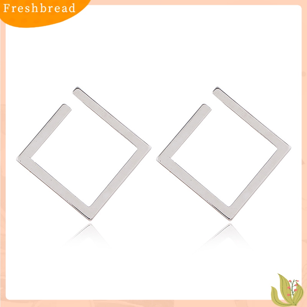 &lt; Freshbread &gt; 1pasang Berlebihan Square Women Earrings Alloy Geometrical Opening Stud Earrings Perhiasan Fashion