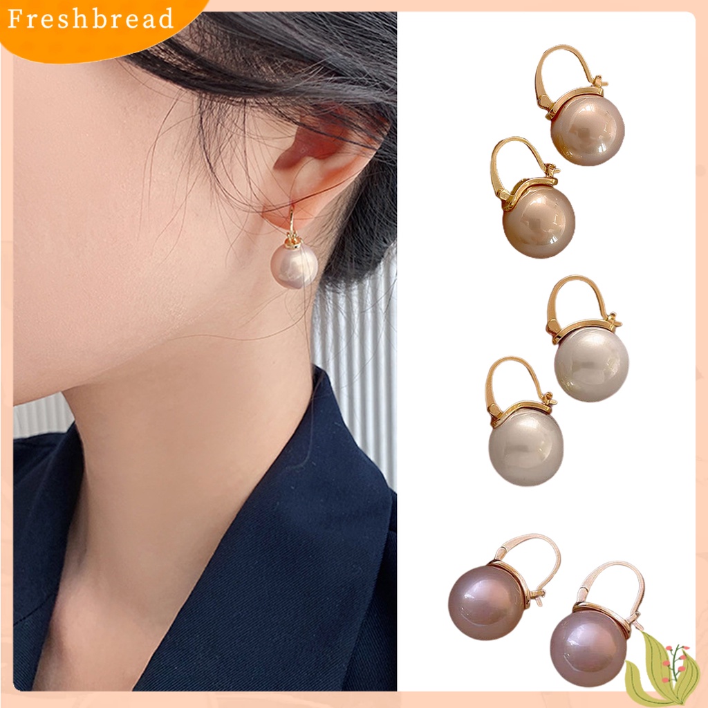 &lt; Freshbread &gt; 1pasang Anting Pengerjaan Halus Indah Imitasi Mutiara Mata-catching Fantasy Lop Earrings Untuk Outdoor