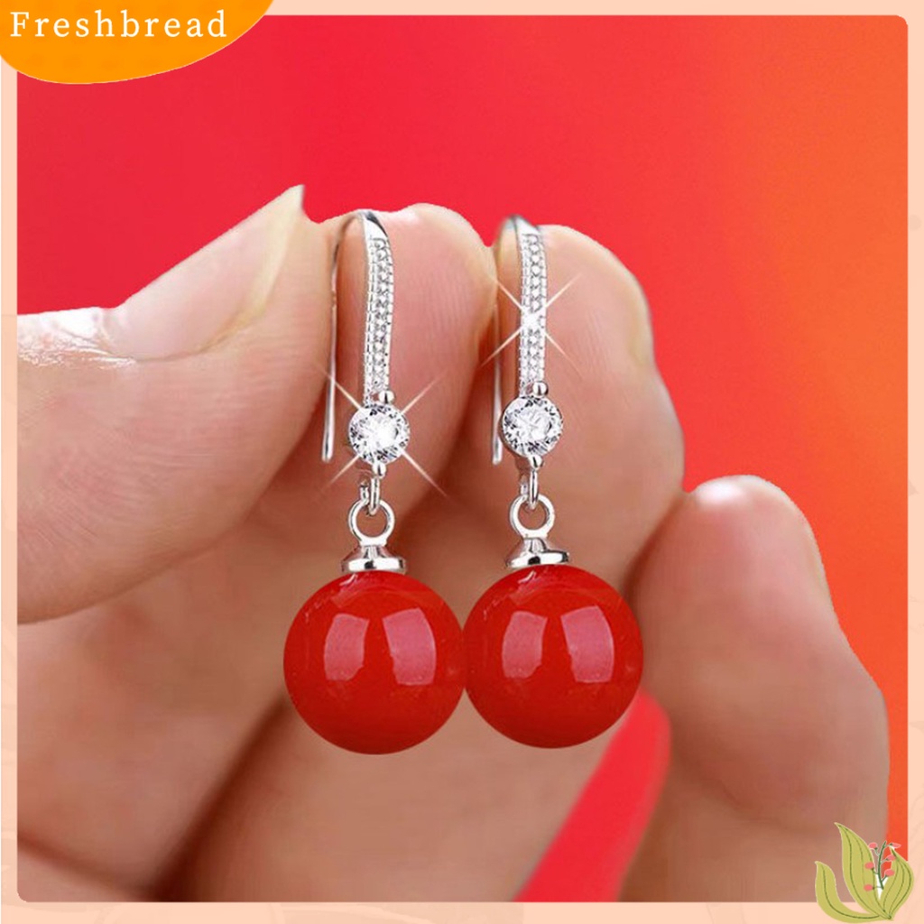 &lt; Freshbread &gt; 1pasang Anting Wanita Mutiara Imitasi Berlian Imitasi Mengkilap Pengerjaan Yang Baik Drop Earrings Untuk Perjamuan