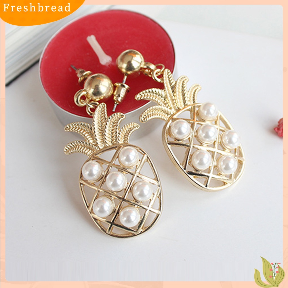 &lt; Freshbread &gt; Kartun Nanas Pohon Kelapa Kaktus Liontin Anting Wanita Ear Studs Jewelry