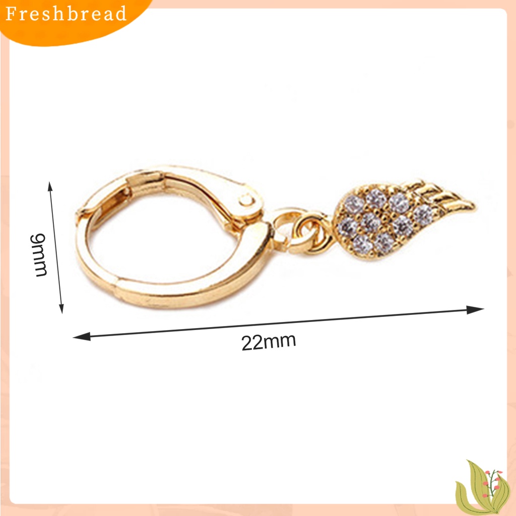 &lt; Freshbread &gt; 1Pc Wanita Cubic Zirconia Hias Salib Hati Bunga Menjuntai Huggie Anting Perhiasan