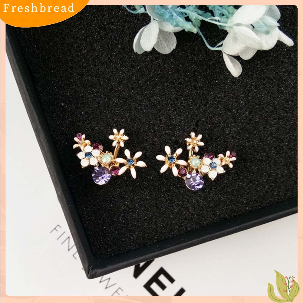 &lt; Freshbread &gt; Wanita Manis Berlian Imitasi Bunga Lingkaran Hati Menjuntai Telinga Stud Anting Perhiasan Hadiah