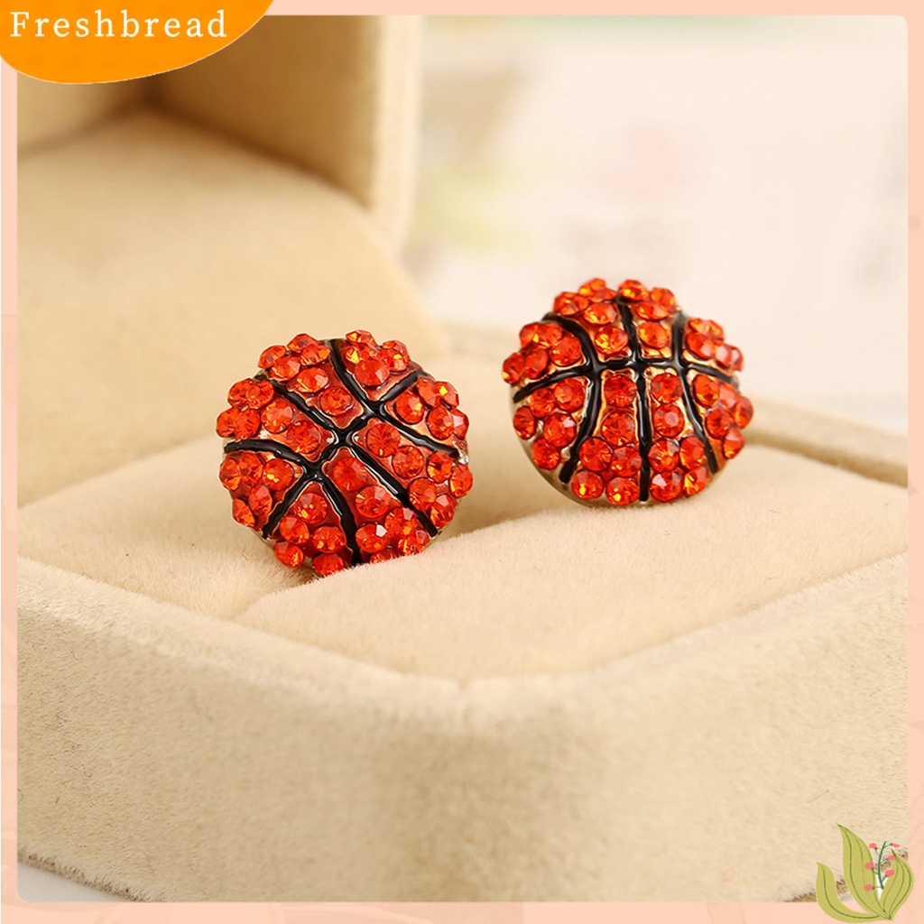 &lt; Freshbread &gt; 1pasang Anting Tusuk Bola Berlian Imitasi Perhiasan Lucu Fashion Penampilan Ear Studs Untuk Pakaian Sehari-Hari