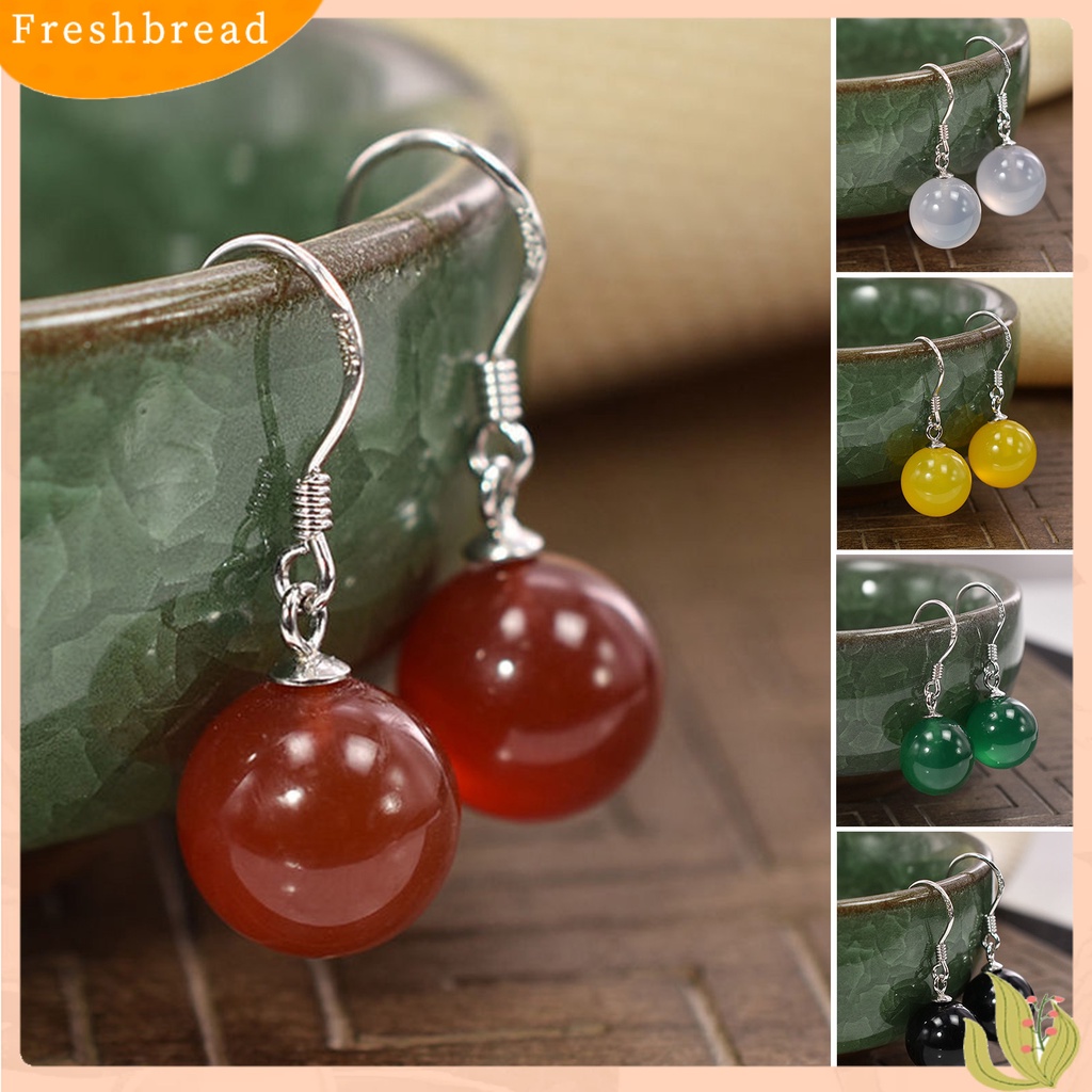 &lt; Freshbread &gt; 1pasang Menjuntai Anting-Anting Bebas Alergi Tidak Luntur Gloss Tinggi Poles Liontin Dekorasi Geometris Faux Kristal Manik Hook Drop Earrings Fashion Perhiasan