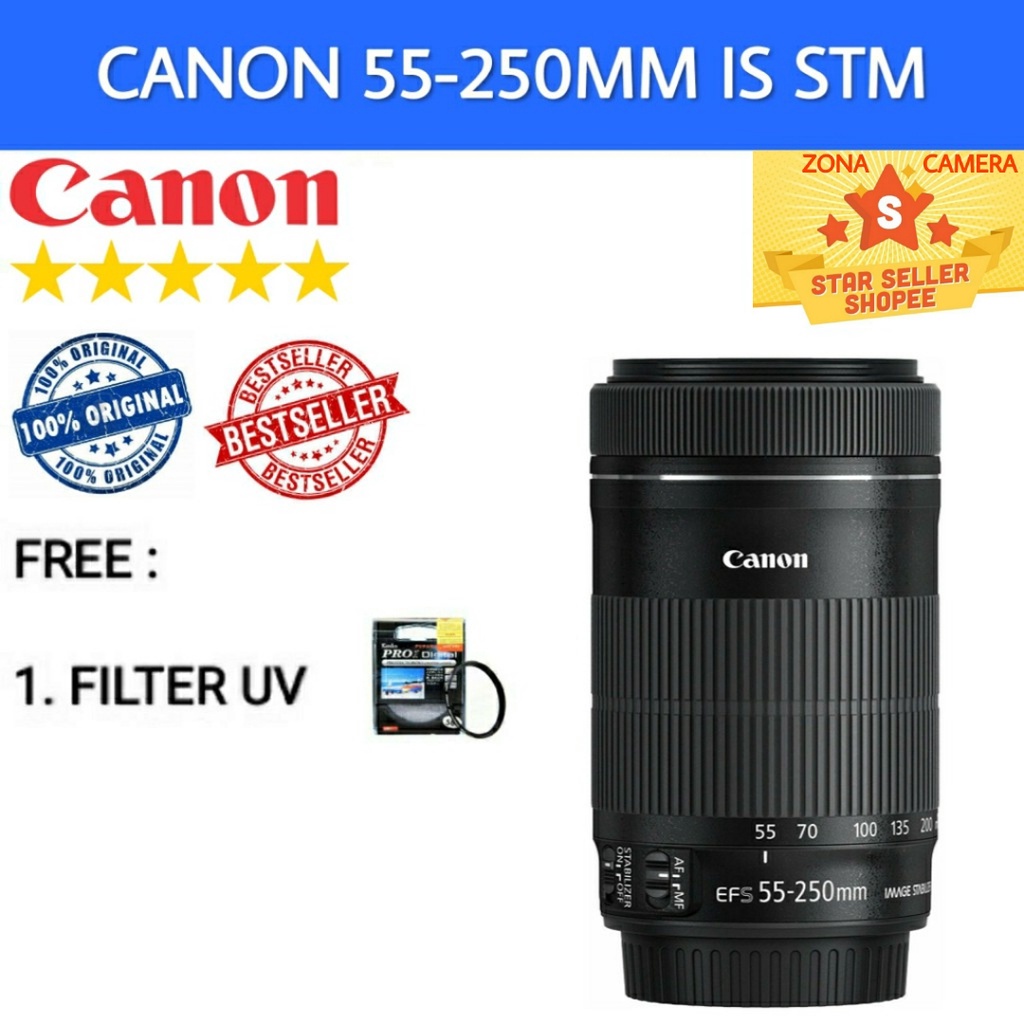 LENSA CANON EF-S 55-250MM IS STM / LENSA CANON 55-250MM 55-250 IS STM / CANON 55-250MM 55-250 IS STM