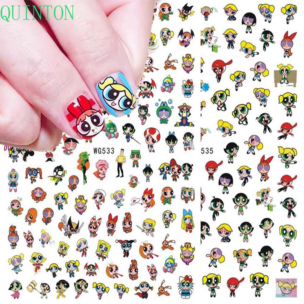 Quinton Stiker Kuku Motif Kartun Polisi Terbang / Langit / Hati Untuk Dekorasi Nail Art DIY