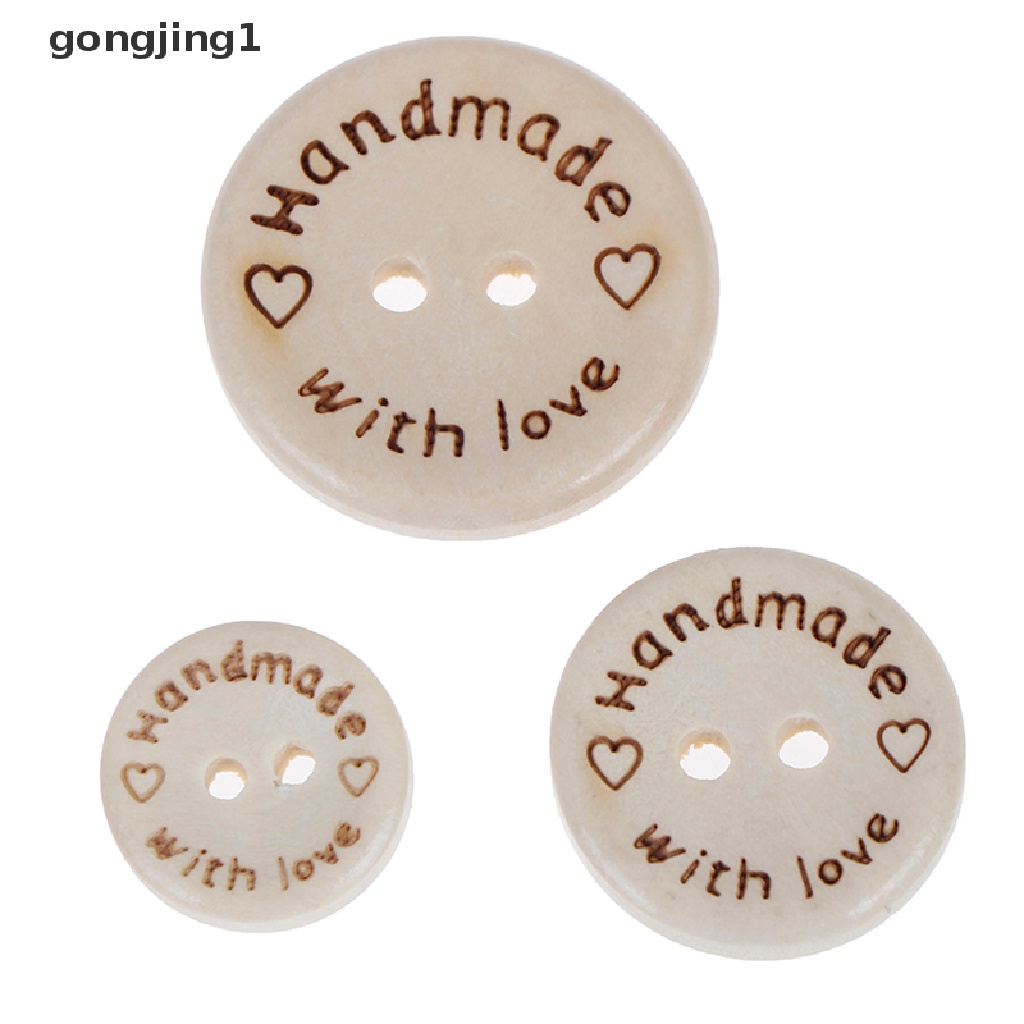 Ggg 50pcs Handmade Dengan Kancing Bulat Love Dengan 2lubang 3ukuran -15/20/25mm ID