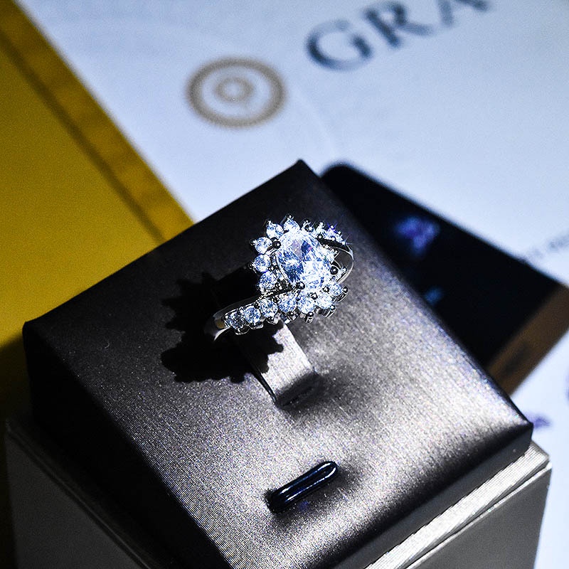 Goldkingdom Aksesoris Perhiasan Fashion Ready Stock Mosangshi Temperamen Pertunangan Cincin Perhiasan Tangan