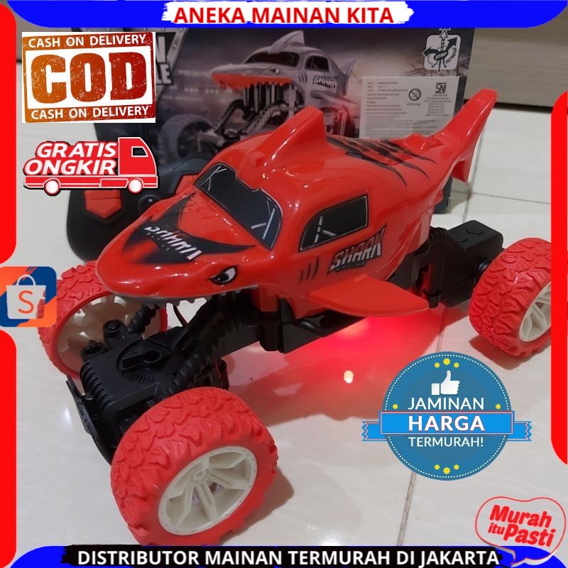 Mainan Anak Mobil RC Rock Crawler Shark Monster Remote Control Hiu