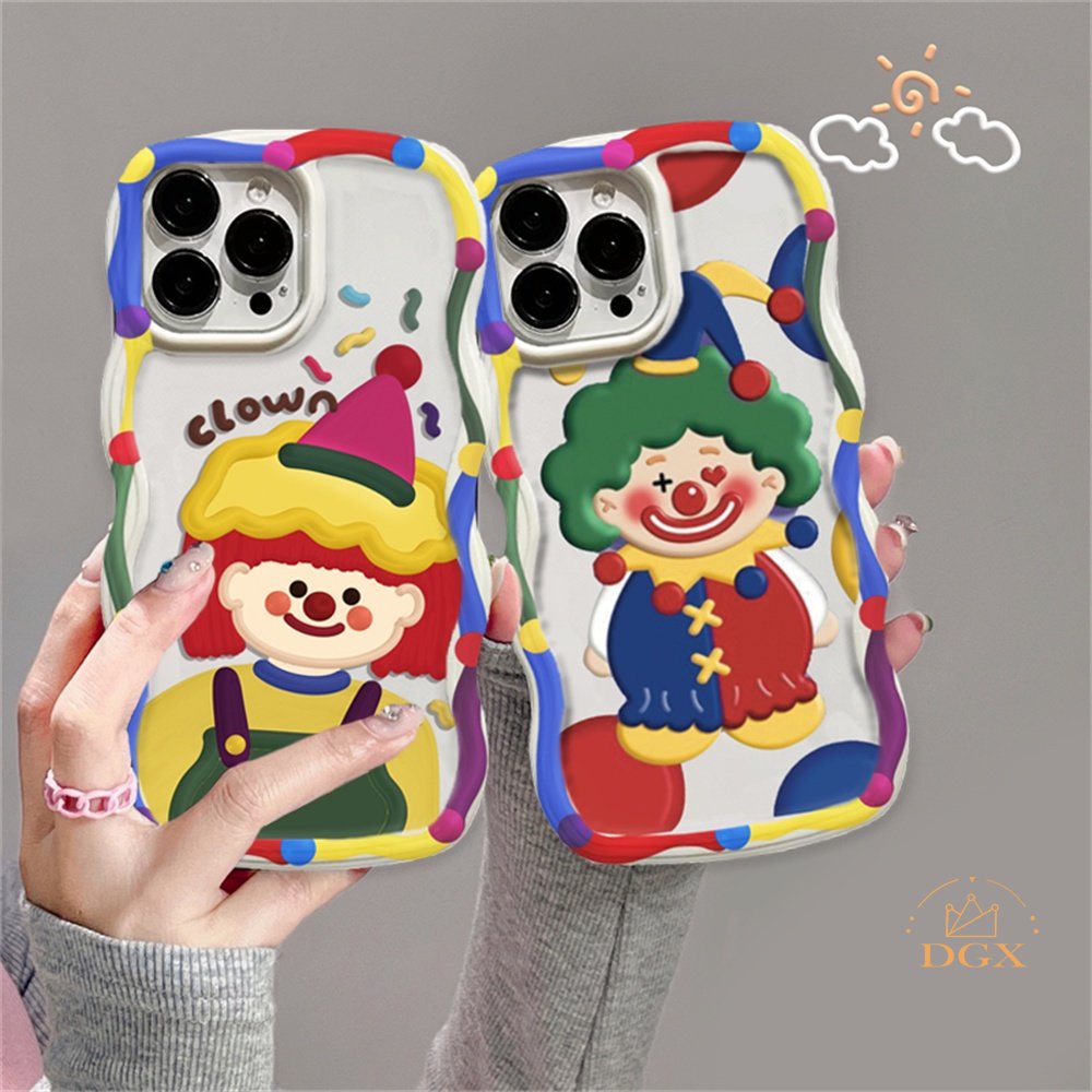 Redmi Note 11S 11 Pro Redmi 10C 10A 9A Note10 5G Note 10S 9C 9T Note9 Note8 Poco X3 Pro NFC Lucu cute Kartun Badut Wave Edge TPU Case Cover DGX