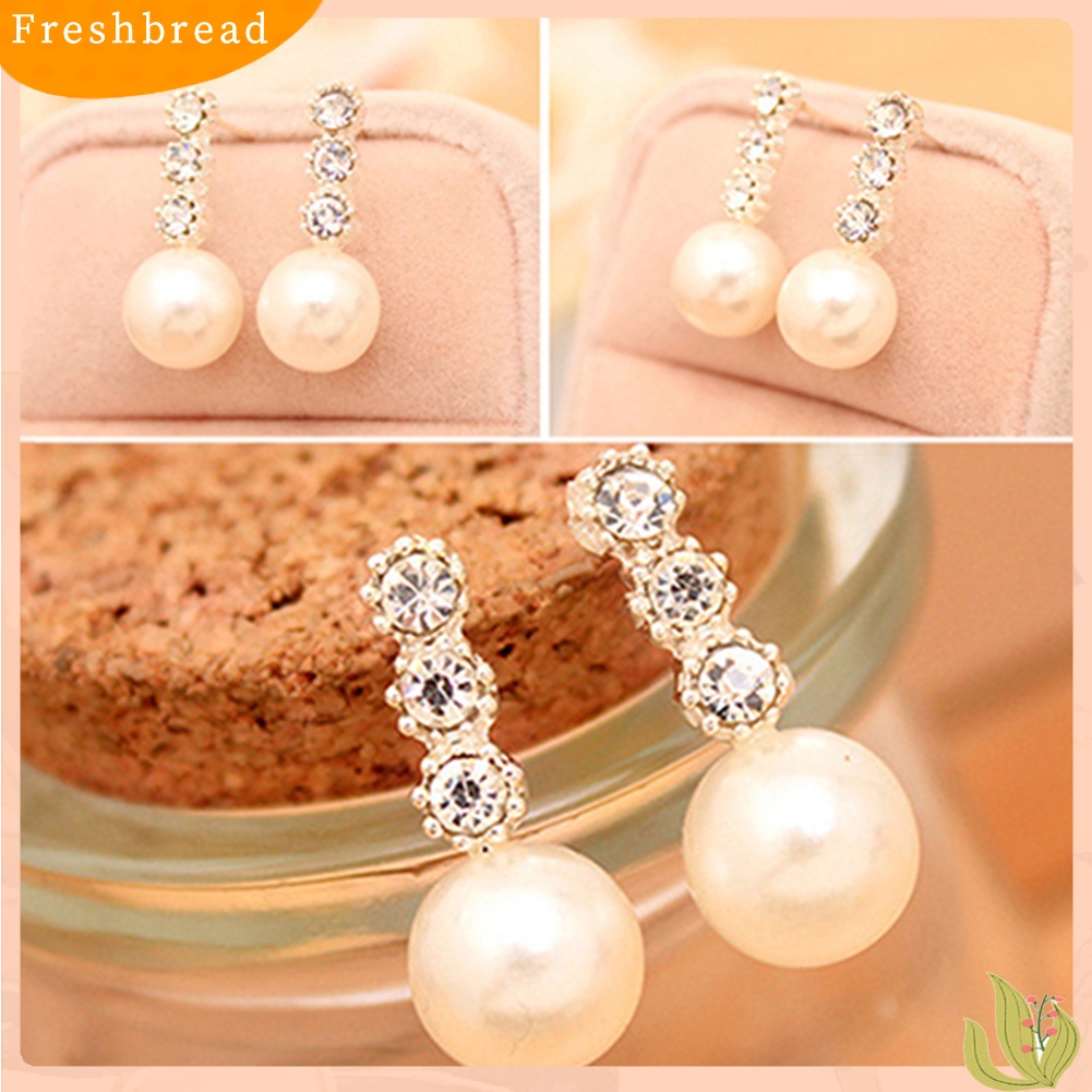 {In Stock} Anting Mutiara Imitasi Wanita Putih Berlian Imitasi Eardrop Ear Studs Perhiasan Pengantin Wanita