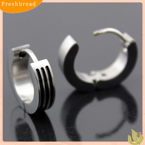 {In Stock} Pria Wanita Fashion Punk Gothic Stainless Steel Hoop Stud Earrings Perhiasan