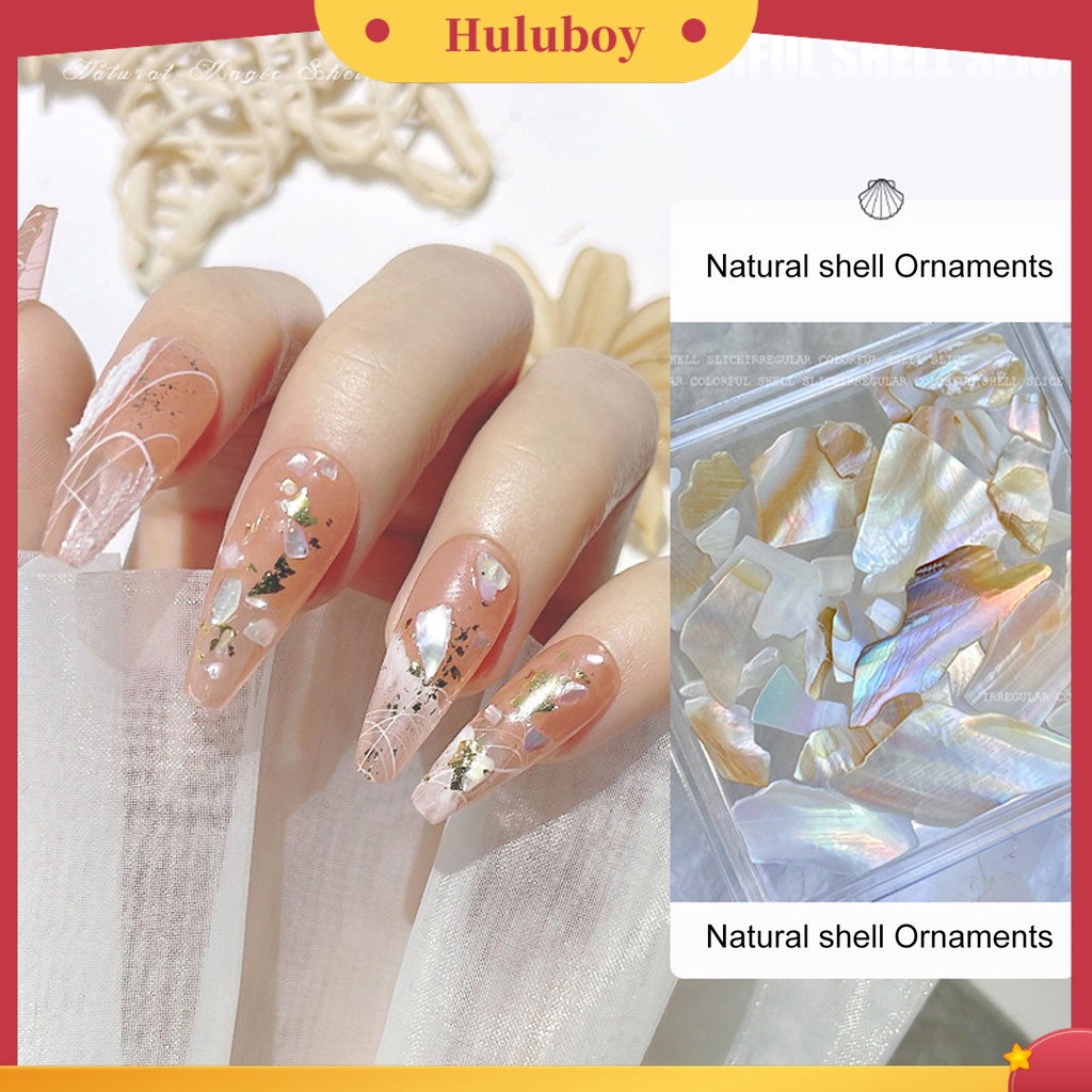 {In Stock} 1kotak Nail Art Dekorasi Bentuk Tidak Teratur Rusak Ultra-Tipis Pencahayaan DIY Tidak Jatuh Perhiasan Kuku Shell Alami Shell Potongan Perlengkapan Kuku