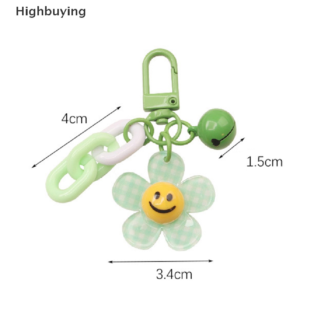 Hbid Lucu Smiley Face Bunga Matahari Warna Kisi Gantungan Kunci Dengan Bell Ransel Kunci Liontin Keyrings Aksesoris Kawaii Key Ring Mainan Pesona Hadiah Ornamen Glory