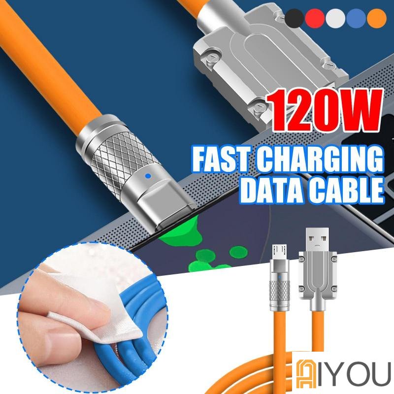 Kabel Data USB MICRO/USB TYPE-C/ USB LIGHTNING 120W Super Fast Charging Cable Durable Silicone Kuat Tahan Lama 1M/2M