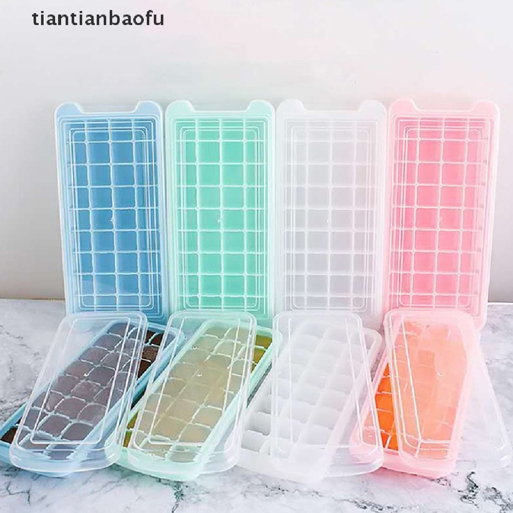 [tiantianbaofu] 24/36grids Ice Tray Silicone Es Sarang Lebah Es Batu Ice Cream Kotak Dengan Tutup Butik