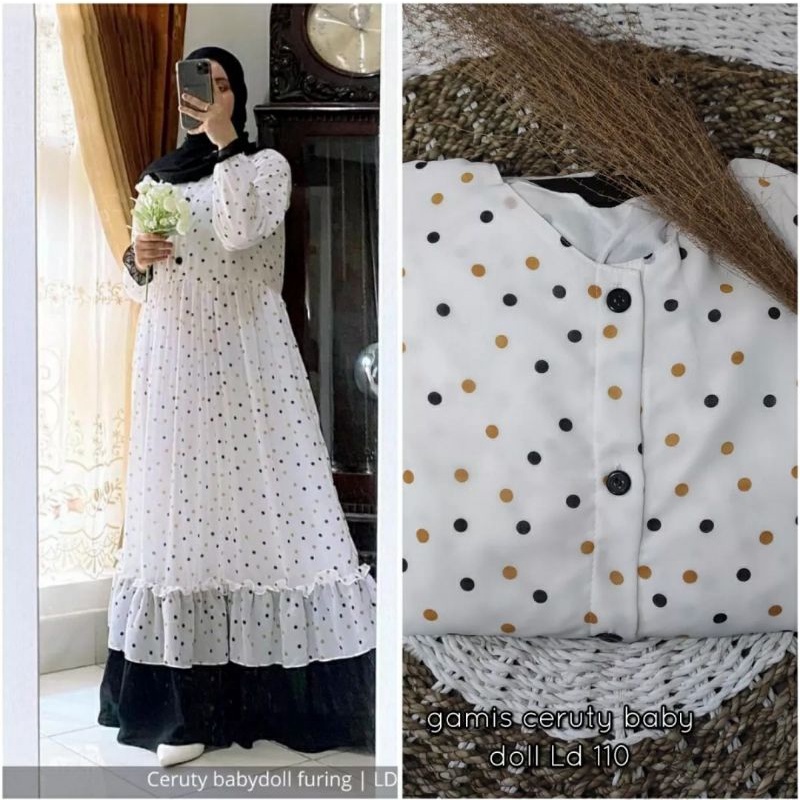 Terbaru ✨ Dress Syar'I Gamis Polkadot Salsabila Gamis Seruty 2022 Gamis Ceruty Tetlaris Gamis Seruti