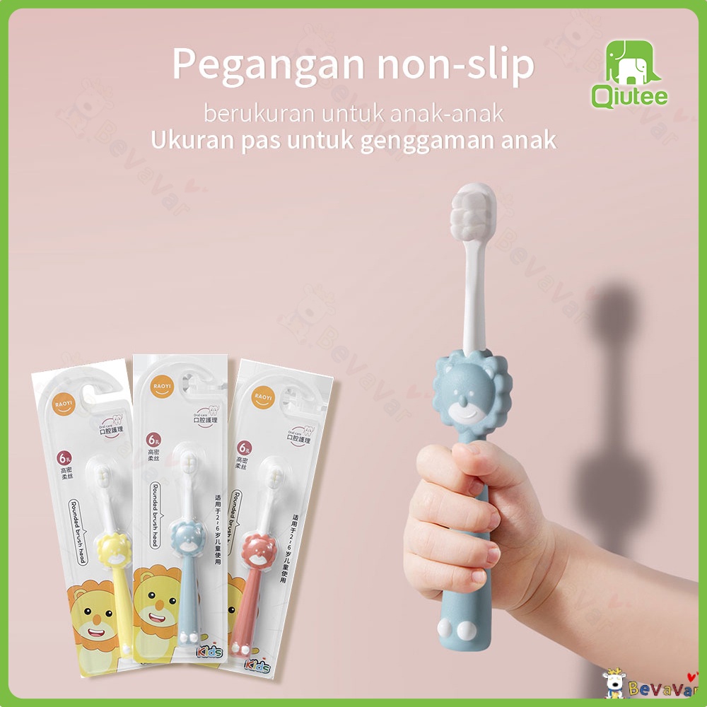 Sikat Gigi Anak Lembut Motif Baby Lion Gajah Baby Toothbrush Untuk 2-6 Tahun