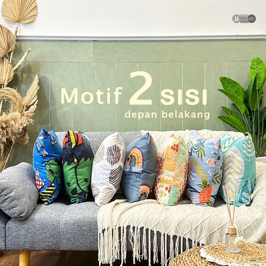 SET ISI 3 Bantal Sofa 40x40 cm Motif Abstrak Minimalis Floral Boho Superhero Estetik