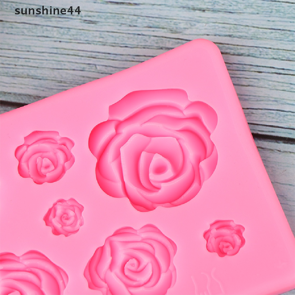 Sunshine 1Pc 7lubang 3D Bunga Mawar Cetakan Silikon Kue DIY Cetakan Coklat Sugarcraft ID