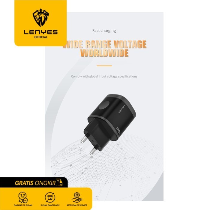 LENYES LCH357 Kepala Charger Adaptor 20W 3A 2 Port USB Type C Original original kabel cable casan travel charger tc android usb charger micro usb type c batok kepala charger