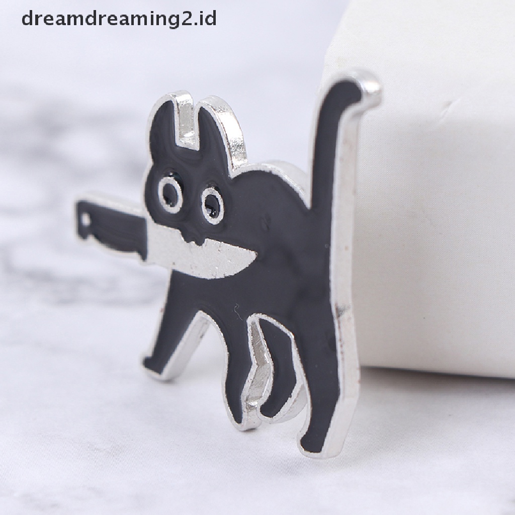 (hot) Kartun Kreatif Kucing Hitam Pemodelan Pop Enamel Pin Kerah Lencana Bros Perhiasan//