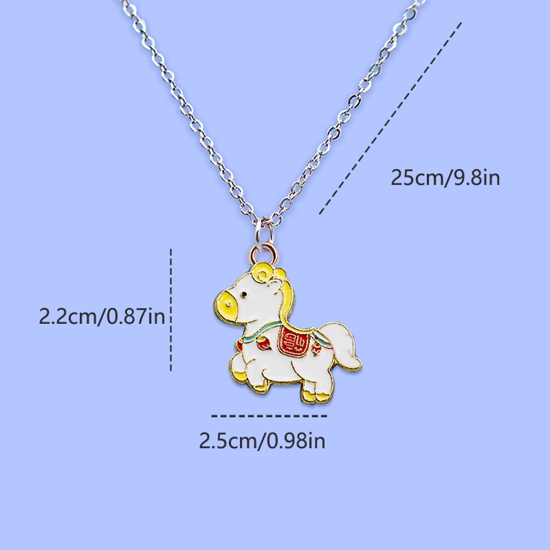 Kartun Pony Anjing Kuning Drop Liontin Stainless Steel Kalung Perlengkapan Siswa Hadiah Ulang Tahun Logam Aksesoris Fashion