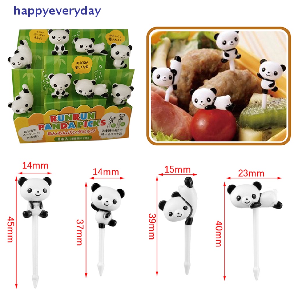 [happy] 8pcs/set Mini Kartun Panda Garpu Buah Anak Snack Dessert Picks Tookpick Bekal Makan [ID]