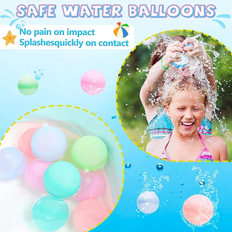 1pc Mainan Balon Air Silikon Dapat Digunakan Kembali Warna Acak/Splash Festivals Water Fights Game Props/Mainan Bola Air Menyenangkan Kolam Renang Anak