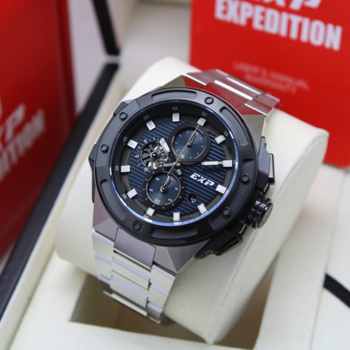 EXPEDITION E6818 / 6818 JAM TANGAN PRIA ORIGINAL - SILVER LIST BLUE