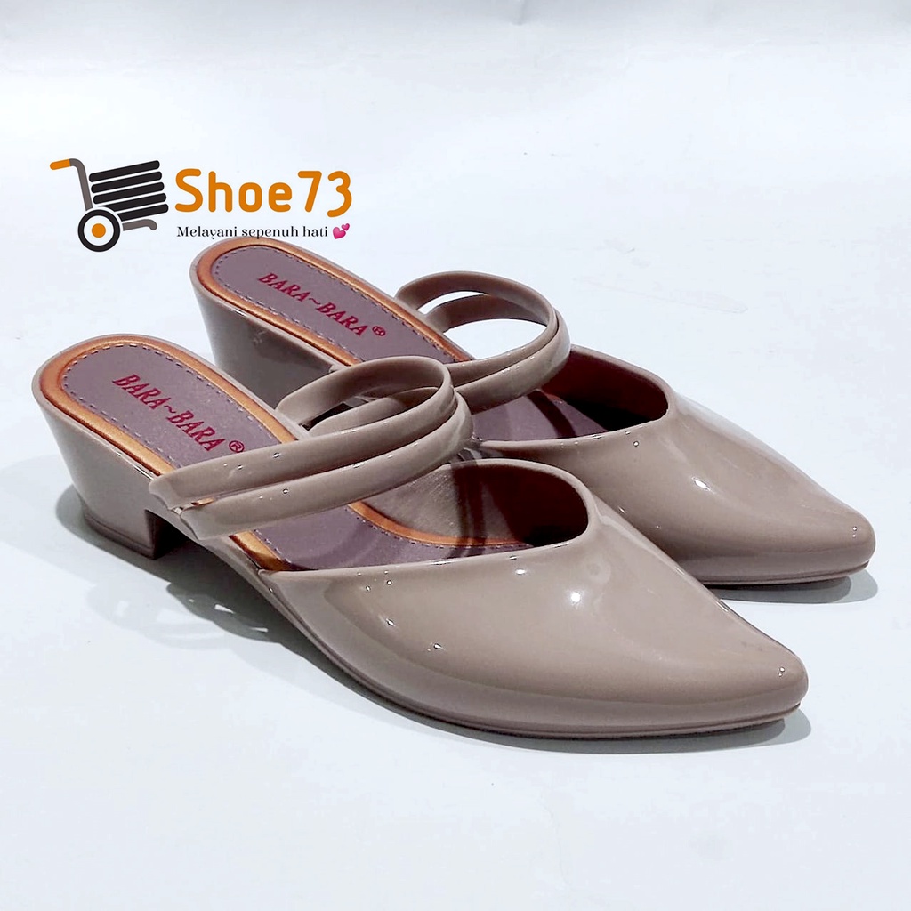 BARA-BARA 713-SPT2TL ORIGINAL, Heels jelly sandal / sendal slop lancip glossy wanita cewek impor