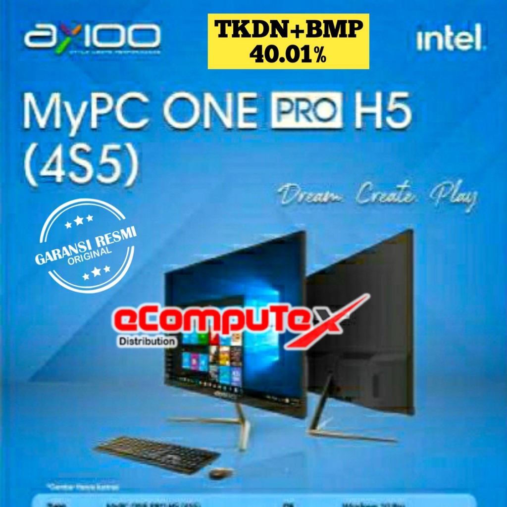 PC AIO AXIOO MYPC ONE PRO H5 (4S5) i5 RAM 4GB 512GB 21.5&quot;FHD TKDN GARANSI RESMI