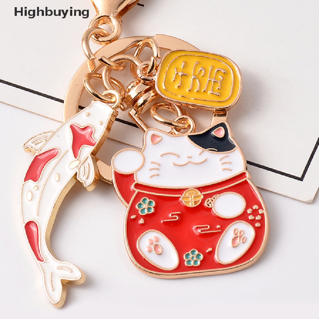 Hbid Gantungan Kunci Kucing Rejeki Jepang Ikan Koi Liontin Keychain Indah Kunci Ring Hadiah Glory