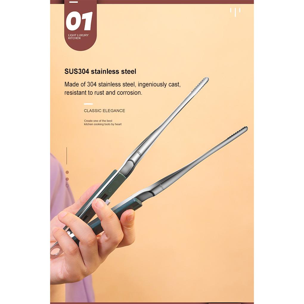 Klip Makanan Penjepit Makanan Penutup Barbekyu Tong Gigi Gergaji Roti Dapur Gadget Anti Selip Pemanas-resistance Thicken Grip Steak Tweezer