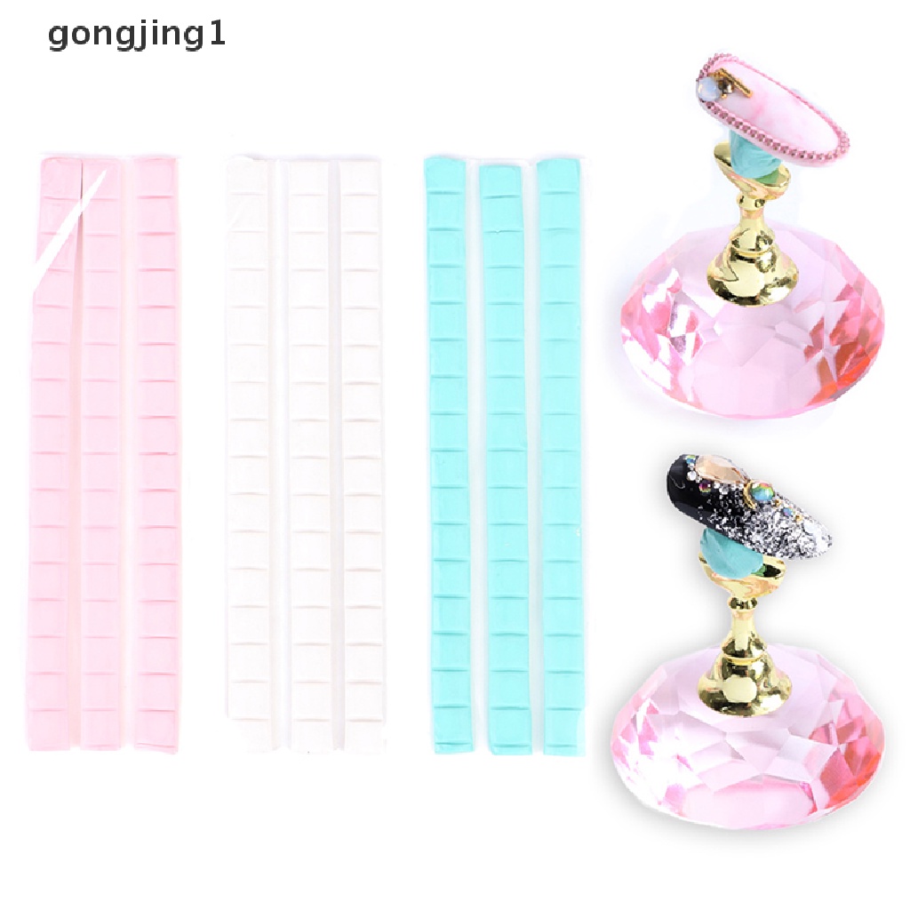 Ggg DIY Nail Fixing Clay Lem Perekat Reusable Nail Practice Stander Tips Display ID