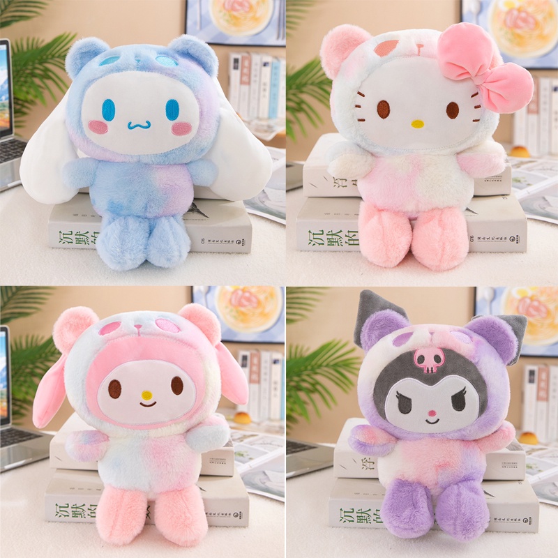 Tokoh Anime Kartun Sanrio Warna-Warni Jepang Lucu KT Melody kuromi Cinnamoroll Anjing Bertelinga Besar 8inci Mainan Boneka Mewah Ulang Tahun Anak