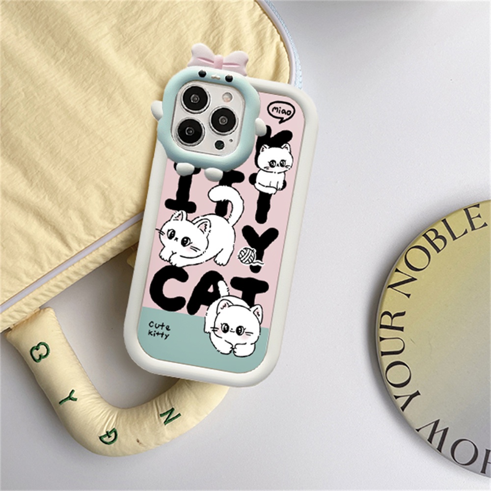 IPHONE Case Fashion Kompatibel Untuk Iphone14 11 12 iPhone6 7 8 Plus 13 Pro MAX 14plus 11Pro MAX XR XS MAX SE Kartun Lucu Pop Kucing Kitty Monster Lensa Shockproof Cover BY