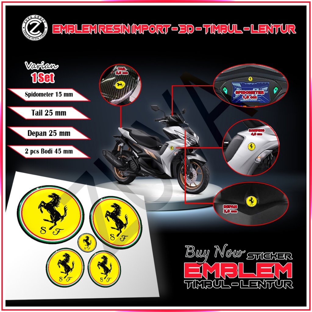 STIKER MOTOR 1 SET STIKER MOTOR LOGO FERRARI ITALIA STIKER NMAX STIKER AEROX STIKER EMBLEM NMAX AERO