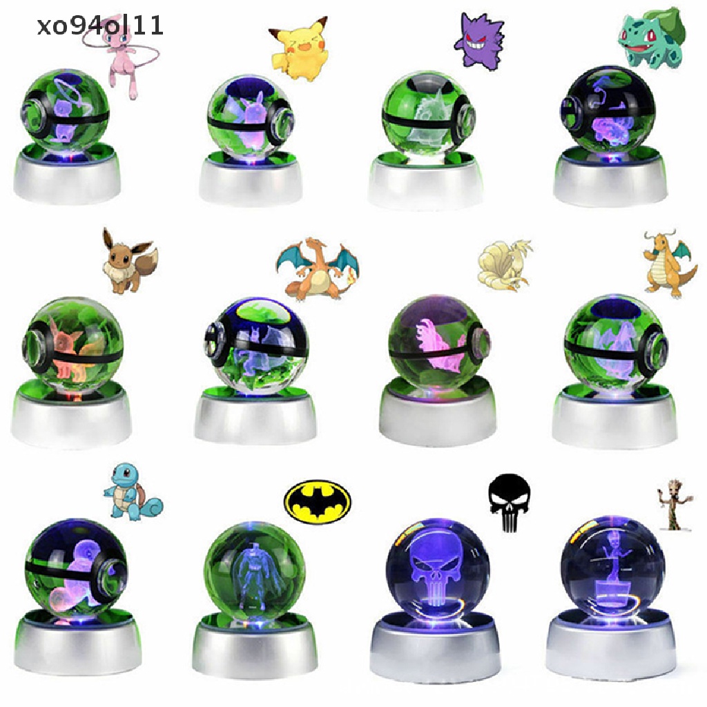 Xo Pokemon Bola Kristal 3D Mainan Snorlax Mewtwo Pikachu Angka Pokémon Mainan Lampu LED OL