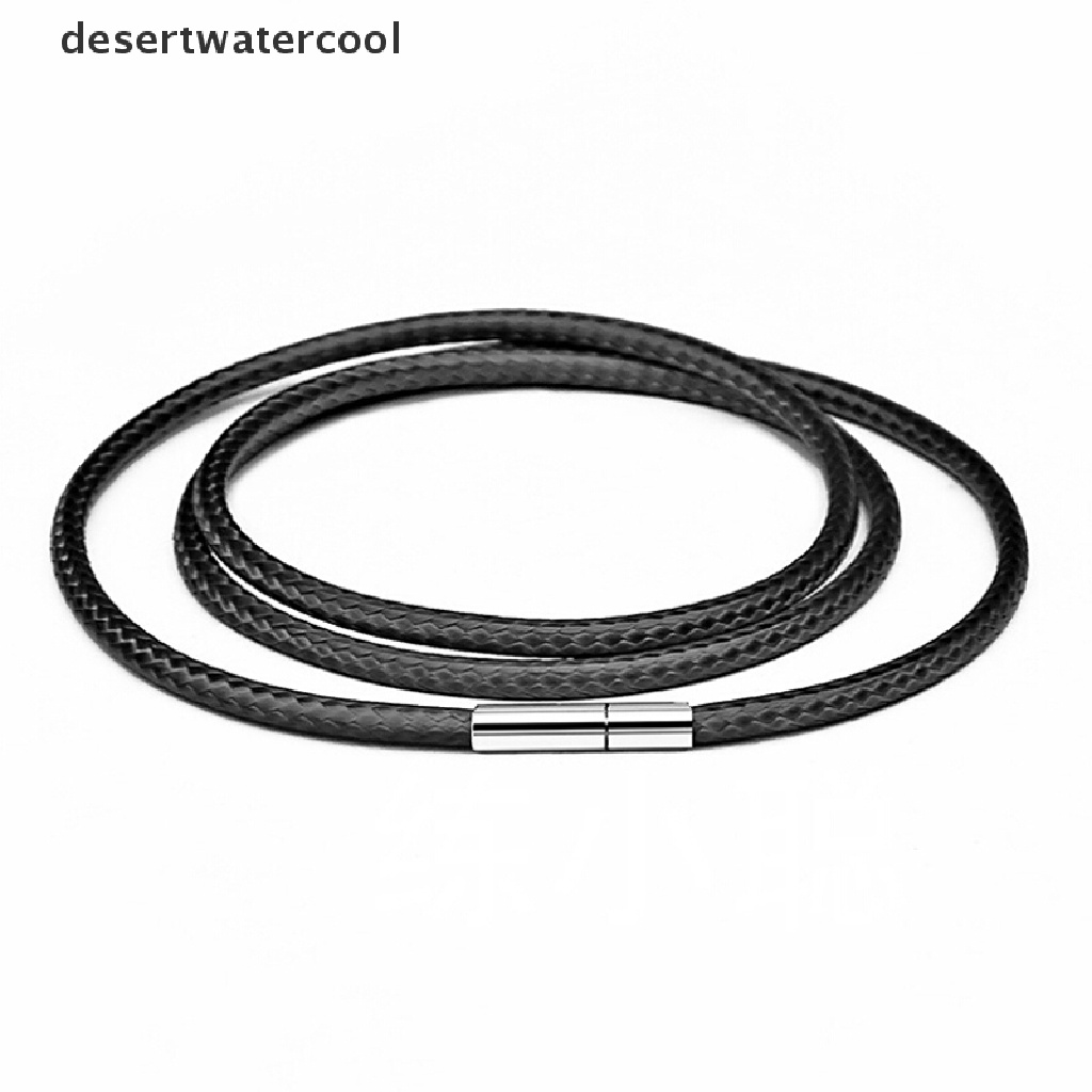 Deid Lilin Hitam Tali Kulit Stainless Steel Rotary Clasp Kalung Choker Rope Jewelry Martijn