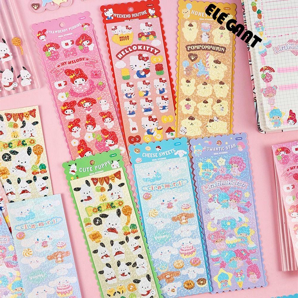 [Elegan] Stiker Hias DIY 5lembar Anime Siswa Akun Tangan Melody Kuromi Stationery Cinnamoroll Album Jurnal Sticker