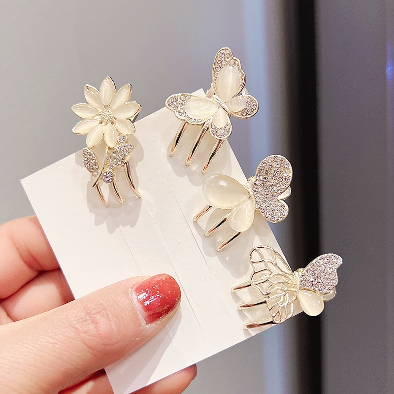 [Unggulan] Aksesoris Styling Rambut Untuk Wanita Tren Aksesoris Rambut Kupu-Kupu Sisi Klem Hiasan Kepala Mutiara Kecil Pin Rambut Cat Eye Butterfly Hair Clips Fashion cute Hair claw