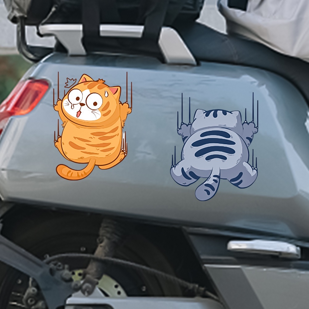 [Unggulan] 3pcs/lembar Mobil Truk Sepeda Motor Helm Dekorasi Aksesoris Tiga Kucing Gores Mobil Body Decor Decals Hewan Styling Stiker Lucu Hewan Peliharaan Kucing Panjat Stiker Mobil