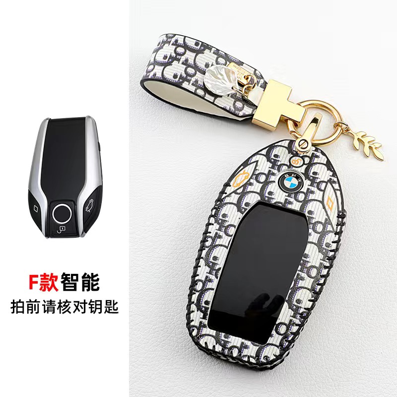 Kulit Asli Case Cover Case Kunci Mobil Auto Keyless Smart Remote Gantungan Kunci Ring Holder Fob Shell Tas Kantong Untuk BMW F30 F34 F10 F07 F20 G30 F15 F16 E34 E90 E60